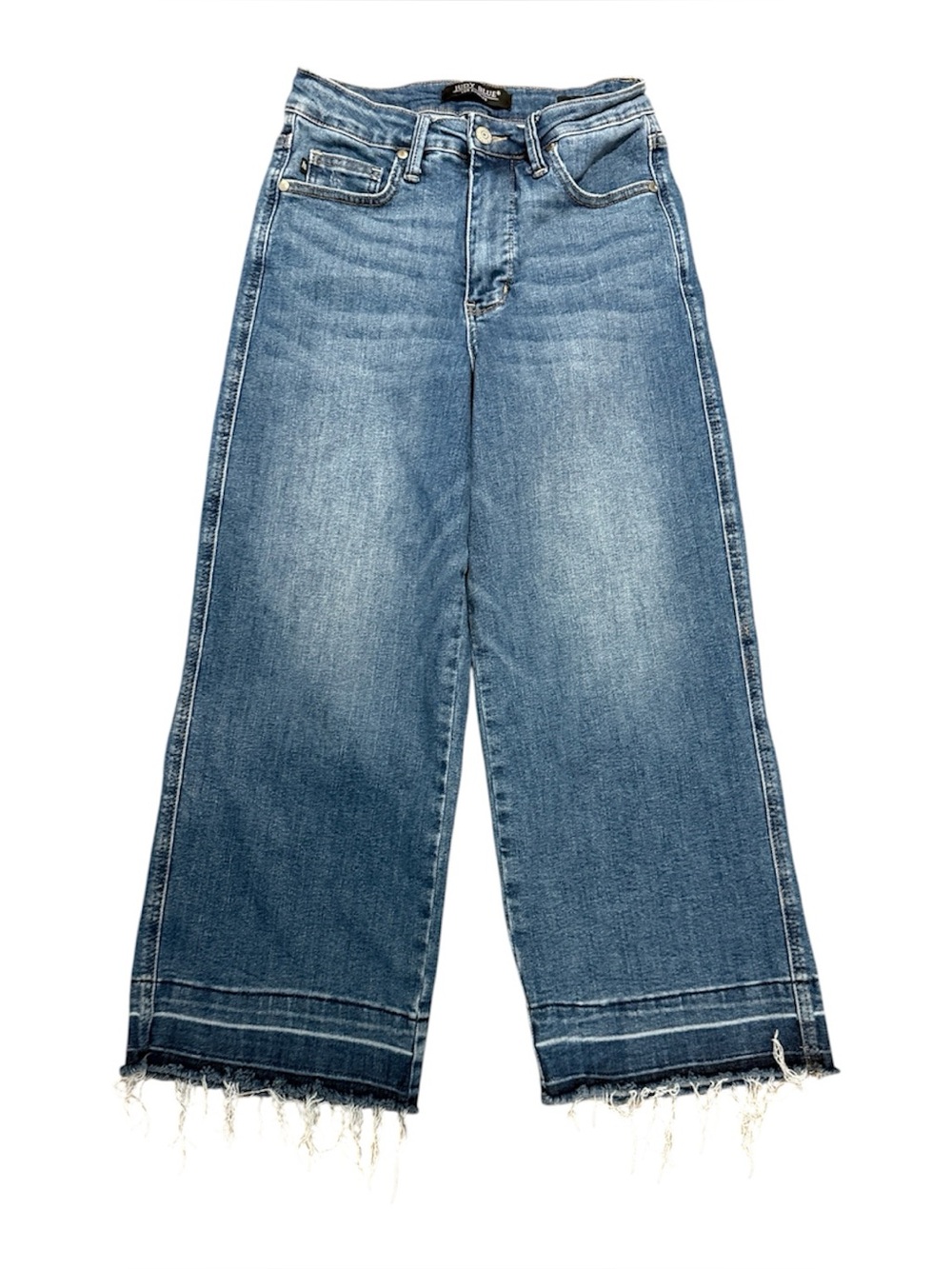 Judy Blue High-Rise Wide Leg Cropped Jeans with Frayed Hem size 27